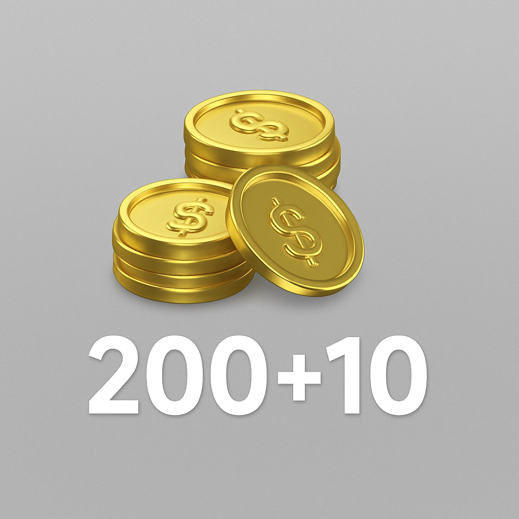 200 Golds + 10 Bonus